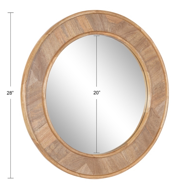 Natural Woodgrain Round Wall Mirror