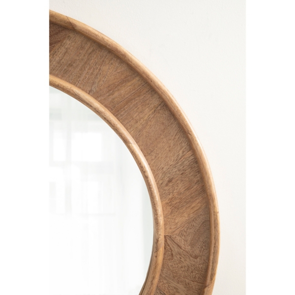 Natural Woodgrain Round Wall Mirror