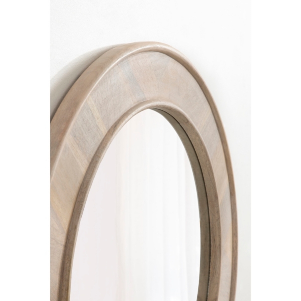 Whitewashed Woodgrain Round Wall Mirror