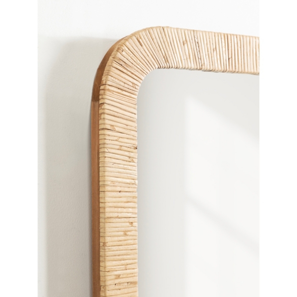 Natural Rattan Rounded Rectangle Wall Mirror