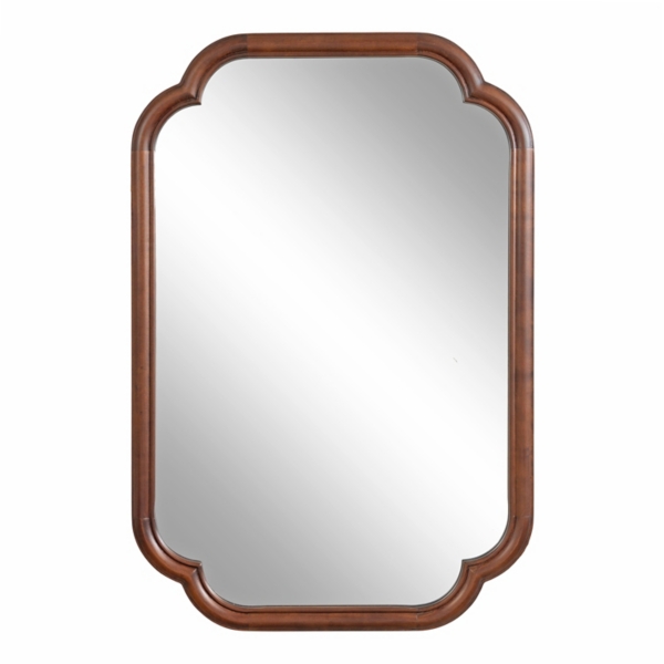 Walnut Wood Scallop Wall Mirror