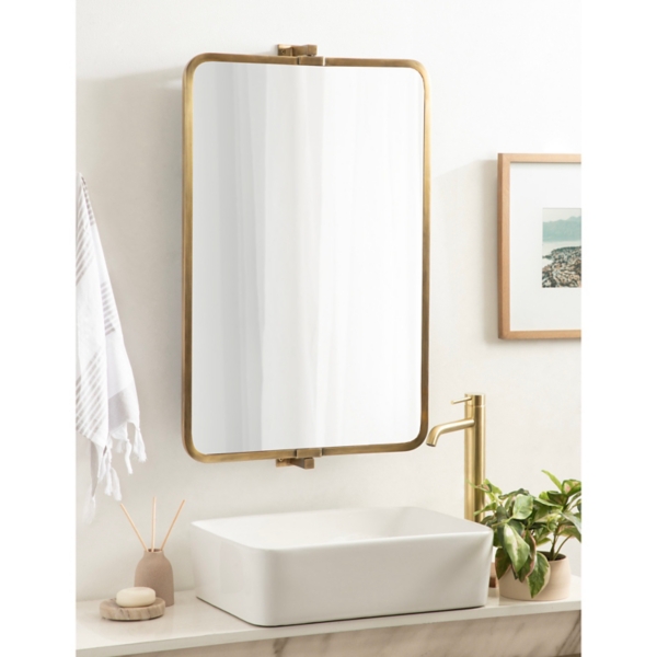 Gold Rectangle Pivot Wall Mirror
