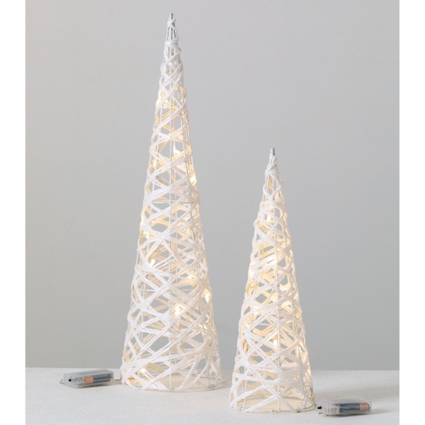LED White Glitter Christmas Trees, Set of 2 Kirklands Home