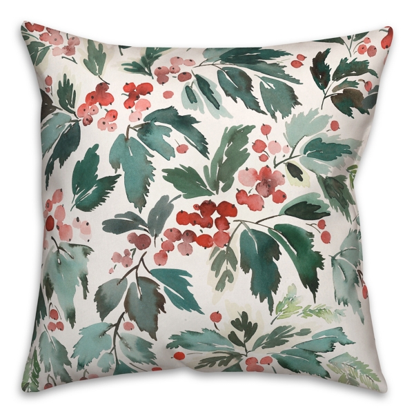 Watercolor Holly Pillow