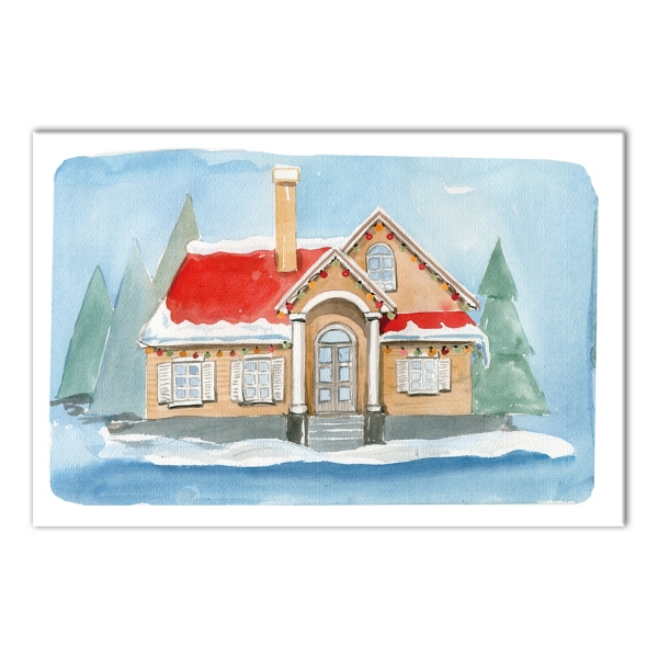 Snowy Christmas House Canvas Art Print
