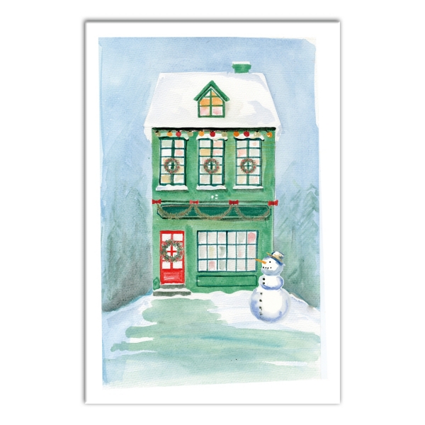 Green Christmas House Canvas Art Print