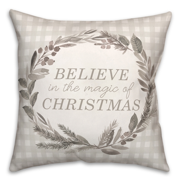 Believe in the Magic of Christmas Plaid Pillow