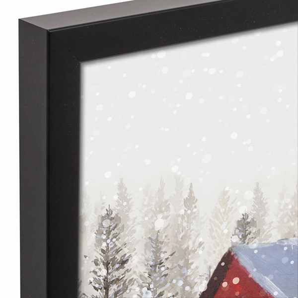 Snowy Stables Framed Canvas Art Print