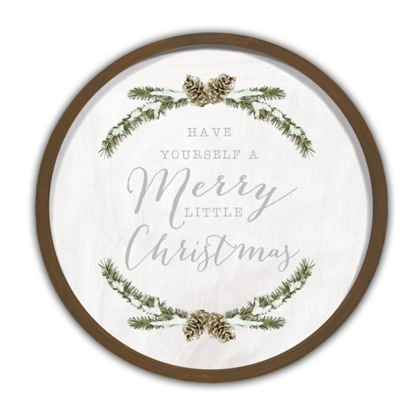 Brown Merry Little Christmas Round Wall Plaque