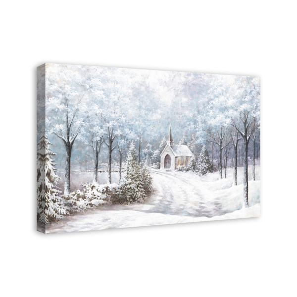 Chapel in a Winter Forest Canvas Art Print