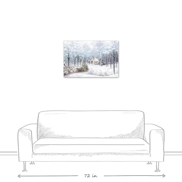 Chapel in a Winter Forest Canvas Art Print