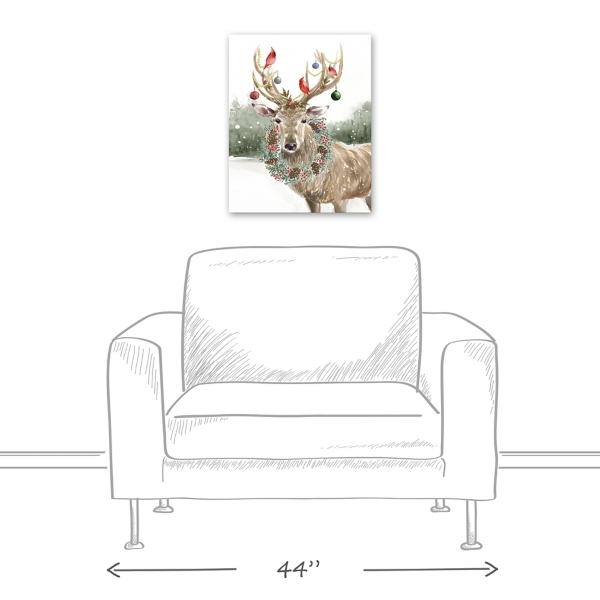 Snowy Christmas Deer Canvas Art Print