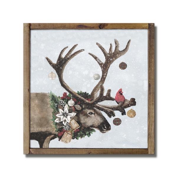 Winter Elk Christmas Framed Art Print | Kirklands Home