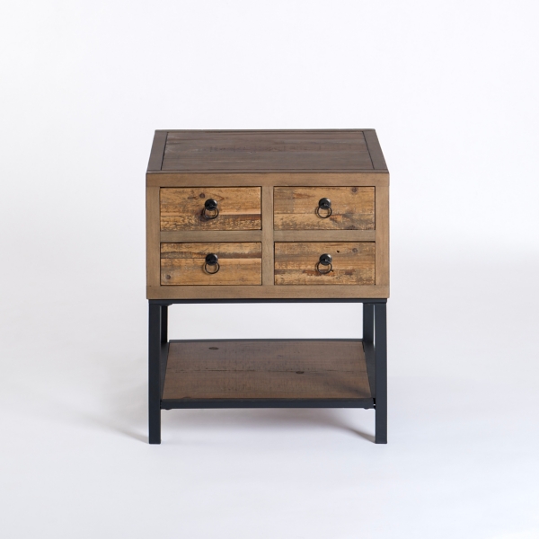 Reclaimed Wood Accent Table with Keeping Drawers