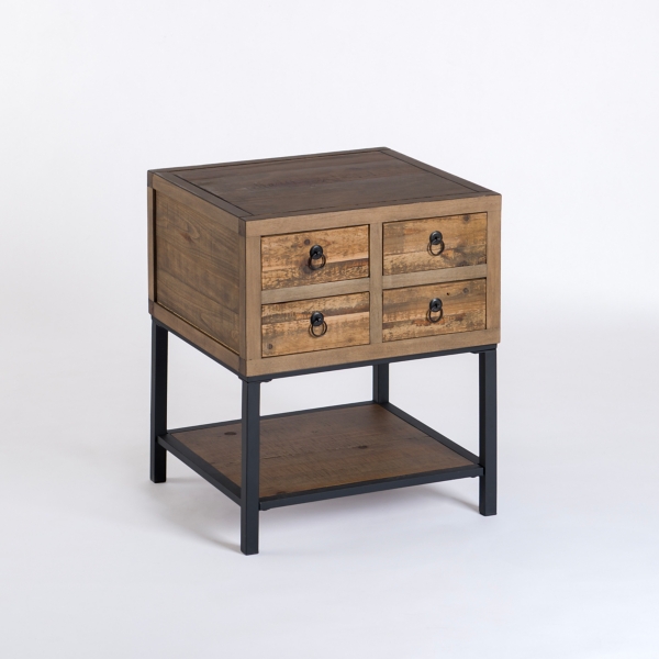 Reclaimed Wood Accent Table with Keeping Drawers