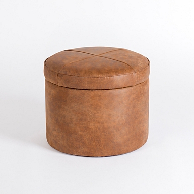 Brown Wyatt Faux Leather Storage Ottoman Kirklands Home