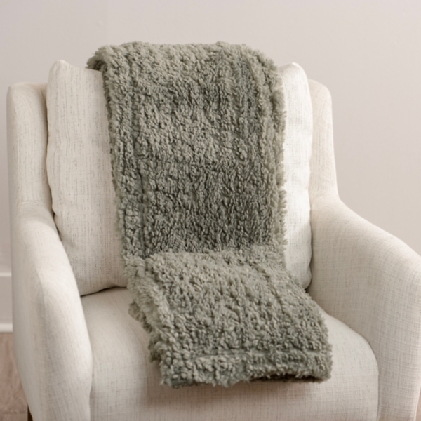 Olive Cozy Wool Throw