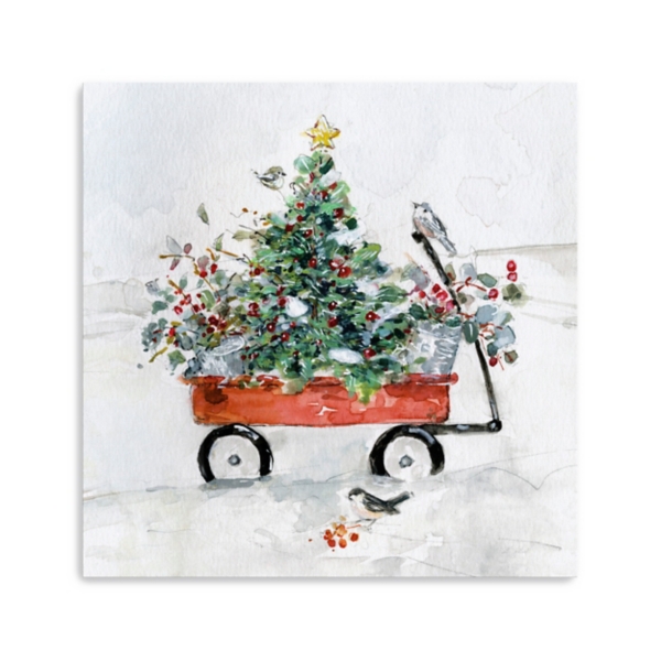 Christmas Tree in Red Wagon Canvas Art Print