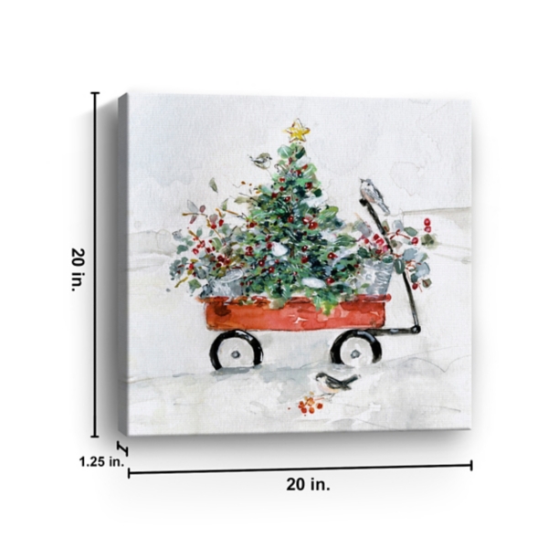 Christmas Tree in Red Wagon Canvas Art Print