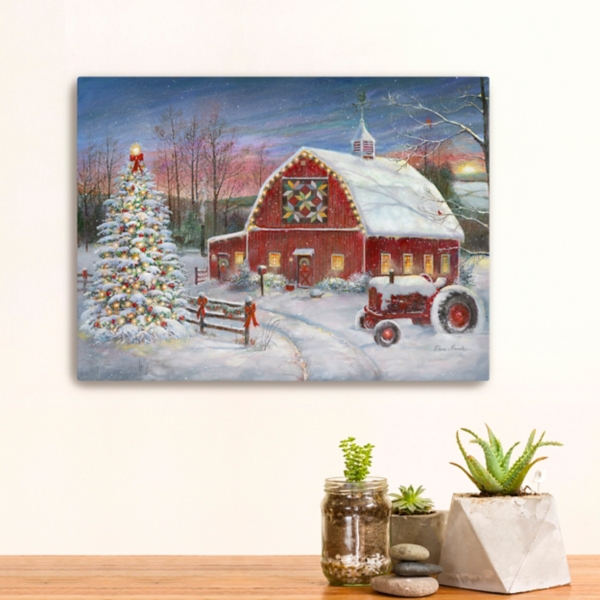 Christmas Cozy Barn Canvas Art Print