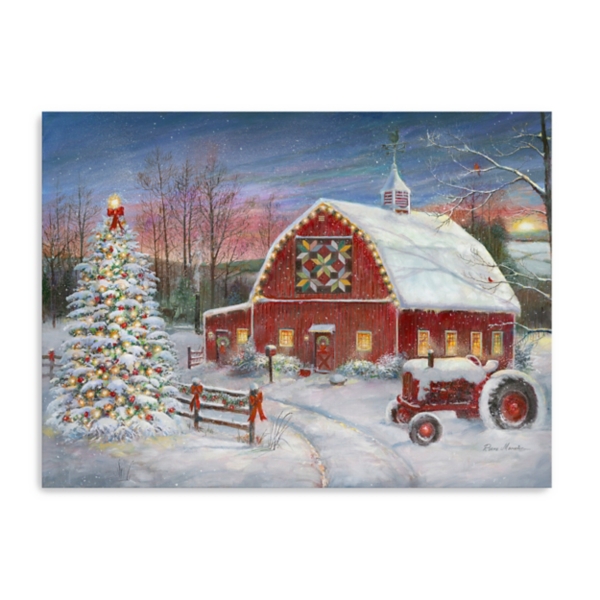 Christmas Cozy Barn Canvas Art Print, 24x30