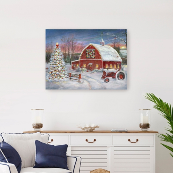 Christmas Cozy Barn Canvas Art Print, 24x30