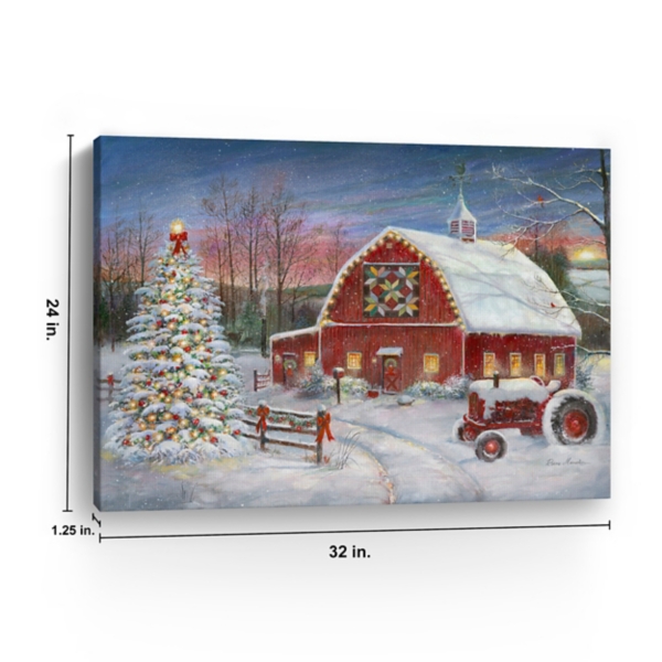 Christmas Cozy Barn Canvas Art Print, 24x30