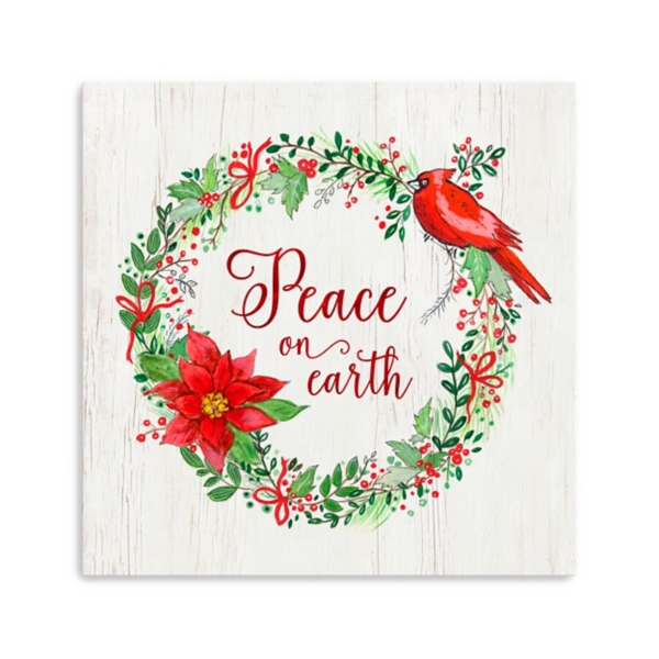 Peace on Earth Wreath Canvas Art Print