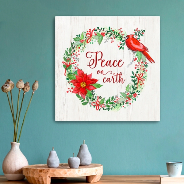 Peace on Earth Wreath Canvas Art Print