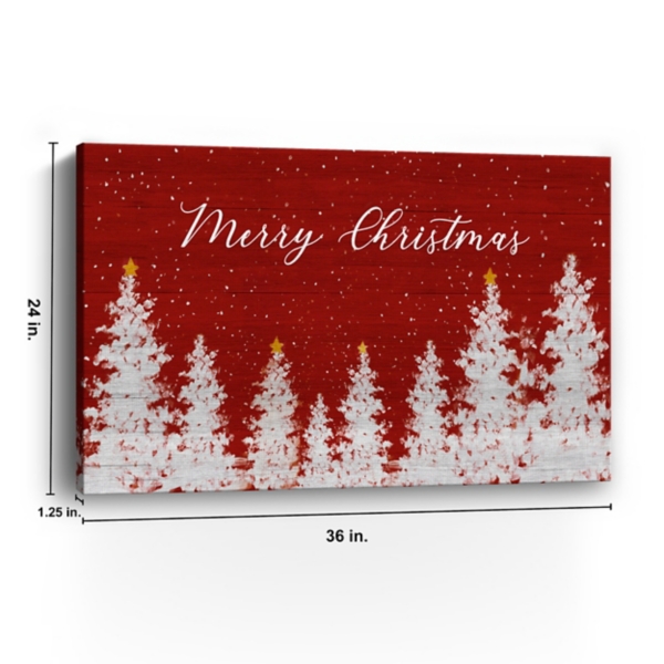 Red Merry Christmas Forest Canvas Art Print, 24x36