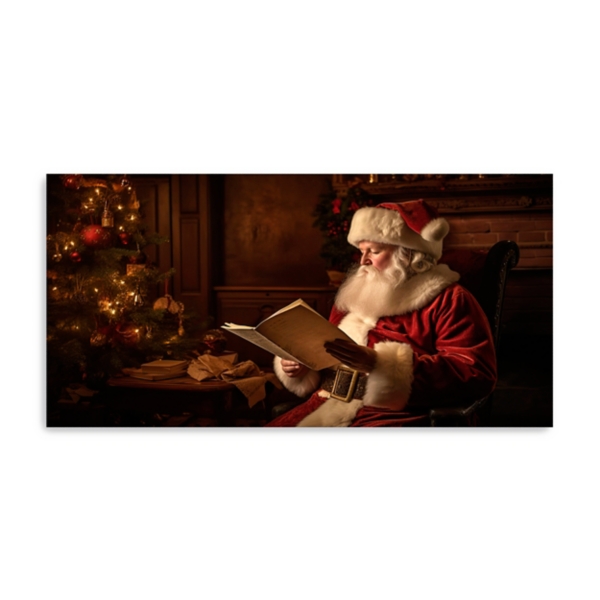 Santa and List Canvas Art Print