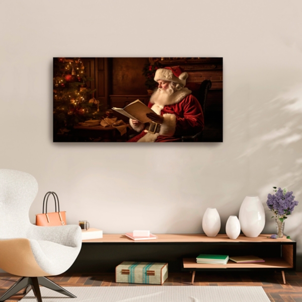 Santa and List Canvas Art Print