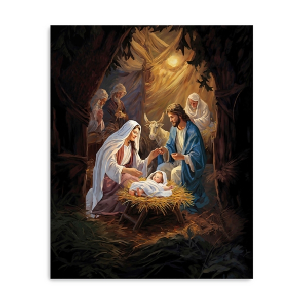 Framed Christmas Picture, Nativity, 16” x 20, Canvas