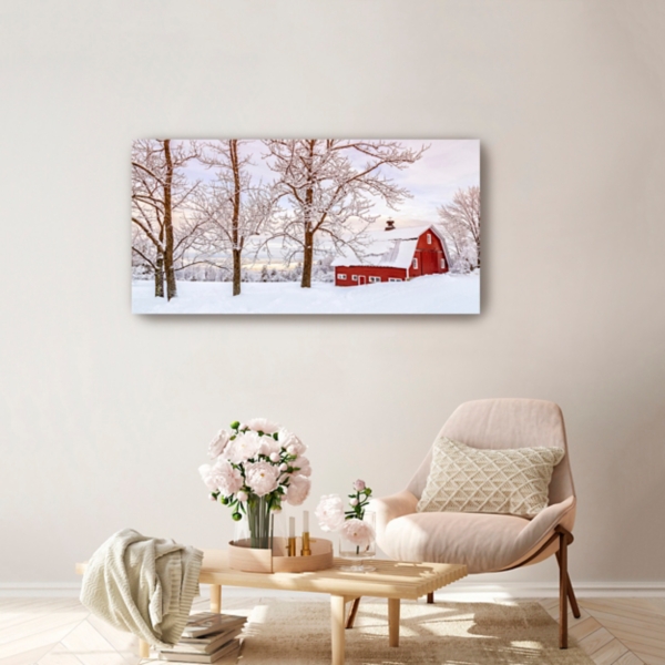 Red Barn Winter Wonderland Canvas Print