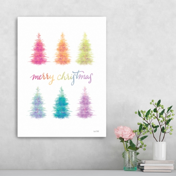 Rainbow Merry Christmas Canvas Art Print