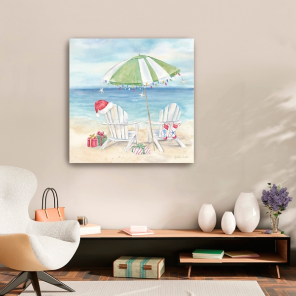 Christmas on the Beach Canvas Art Print, 30x30 in.