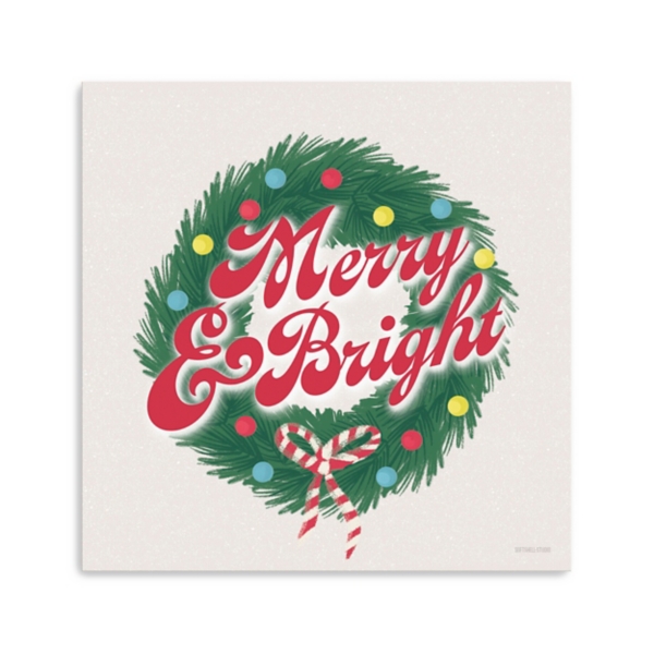 Merry & Bright Modern Wreath Canvas Art Print
