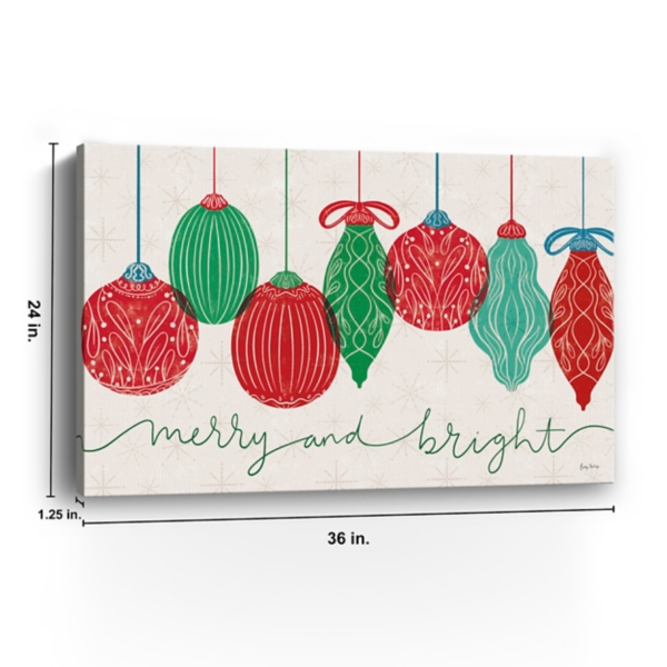Merry and Bright Bulbs Canvas Art Print, 36x24 in.