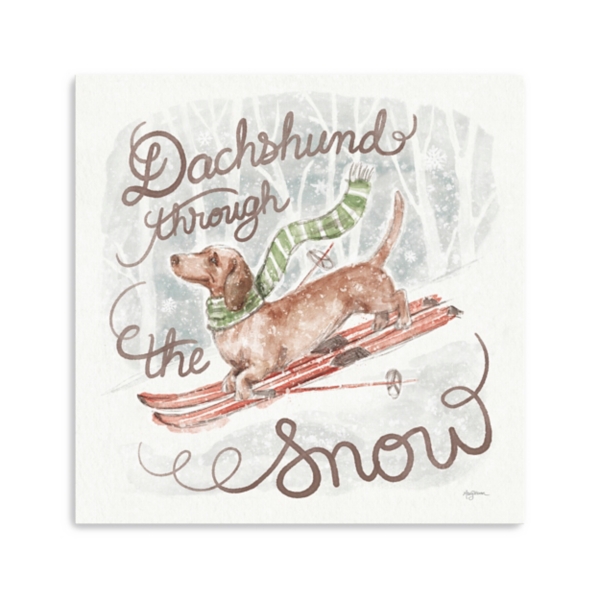 Dachshund Through the Snow Canvas Art Print