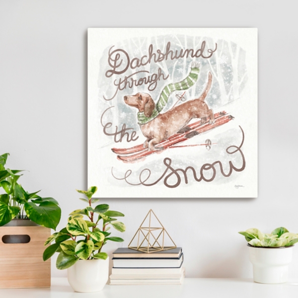 Dachshund Through the Snow Canvas Art Print