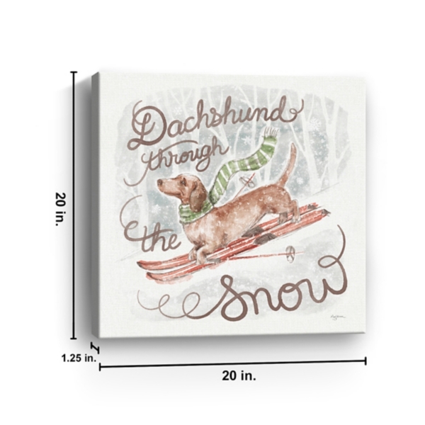 Dachshund Through the Snow Canvas Art Print