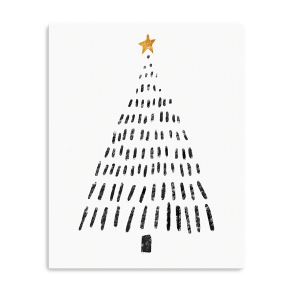 Black Watercolor Christmas Tree Canvas Art Print