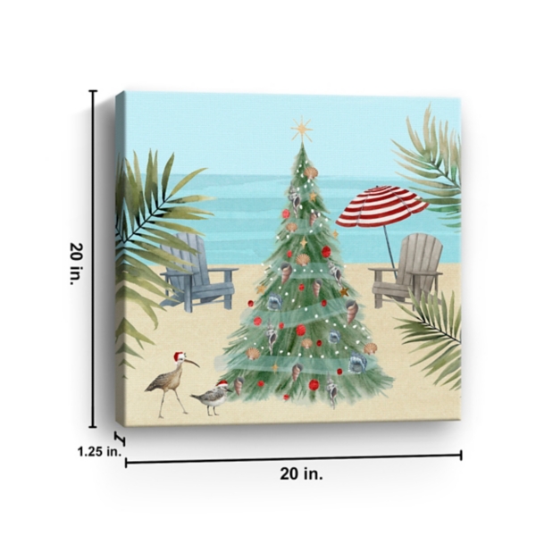 Beach Christmas Tree Canvas Art Print, 20x20 in.