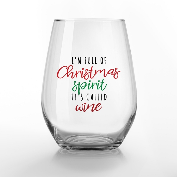 Full of Christmas Spirit Wine Glasses, Set of 2