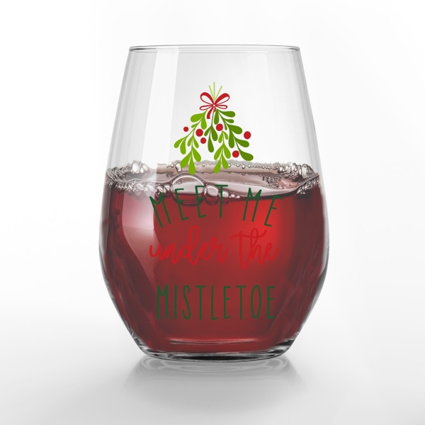 Meet Me Under the Mistletoe Wine Glasses, Set of 2