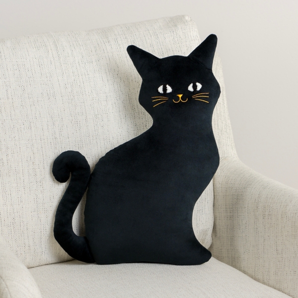 Black Cat Shaped Halloween Pillow | Kirklands Home