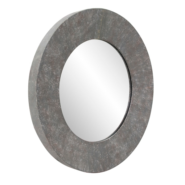 Bolton Round Gray Metal Wall Mirror
