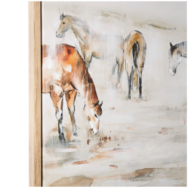 Gold Foil Wild Horses Framed Canvas Art Print