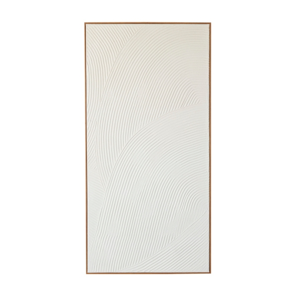 White Textured Abstract Framed Canvas Art Print