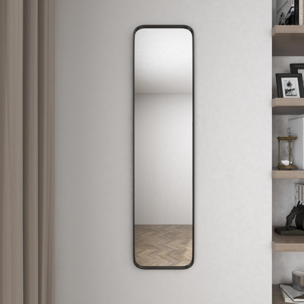 Black Rectangle Beveled Wall Mirror